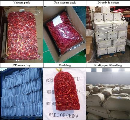 Chili a base di proiettili secchi all'aria di colore rosso scuro (20 000-30 000 SHU)
